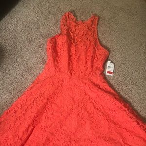 Short coral cocktail dress